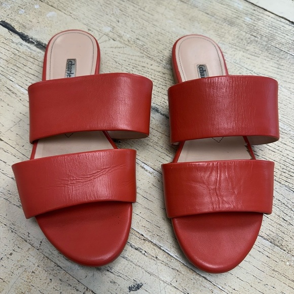 Charles David Orange Sandals Sleek Minimalist Design - Picture 2 of 6